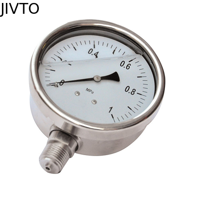 4 inch Stainsteel steel Liquid filled Pressure Gauge, glycerine,0-1  Map,1/2 NPT lower mount, bayonet