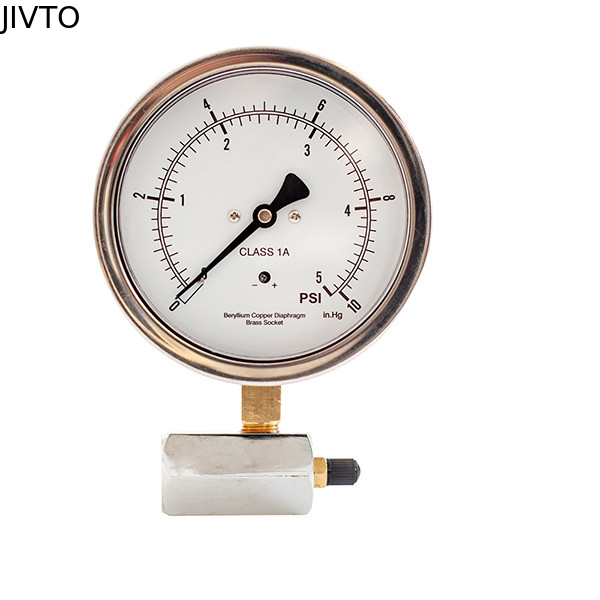 3/8"NPT Valve 4 Inch 10cm Capsule Pressure Gauge 5 Psi SS Case